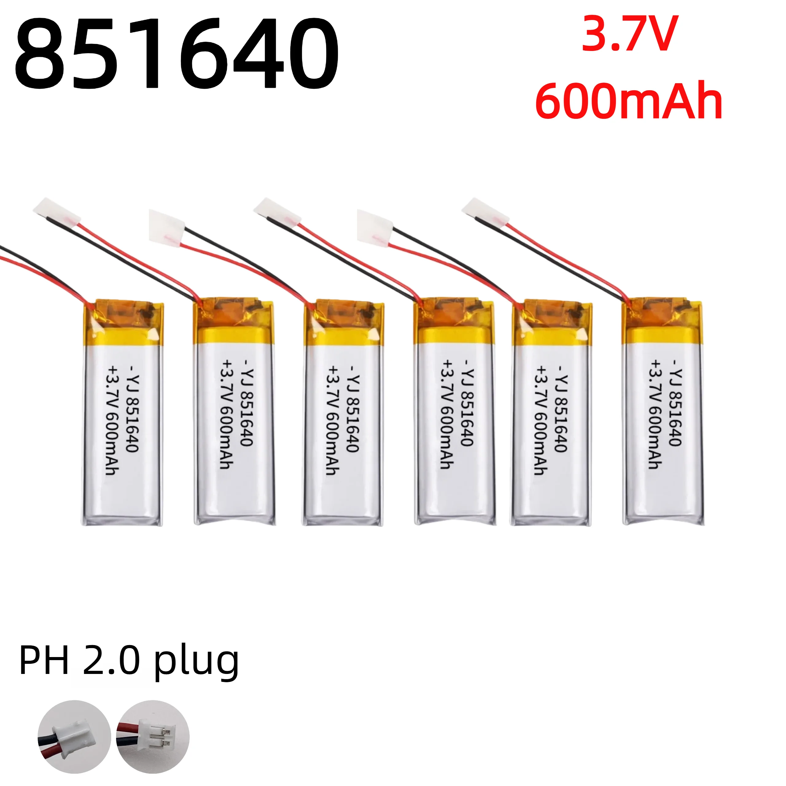 

851640 3.7V 600mAh Polymer Lithium Rechargeable Battery for Bluetooth Headset Beauty Instrument Selfie Stick Sprayer
