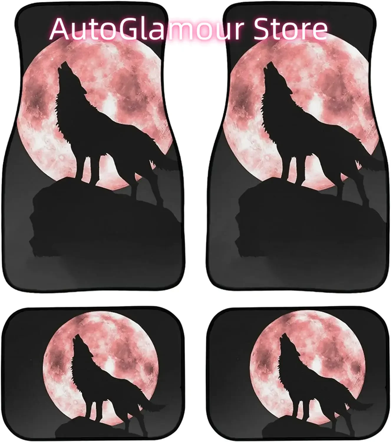 Cool Tribal Wolf Dream Catcher Dark Print Decor Carpet Car Floor Mats Set of 4 Pieces Universal Fit for Auto Vehicle Fron