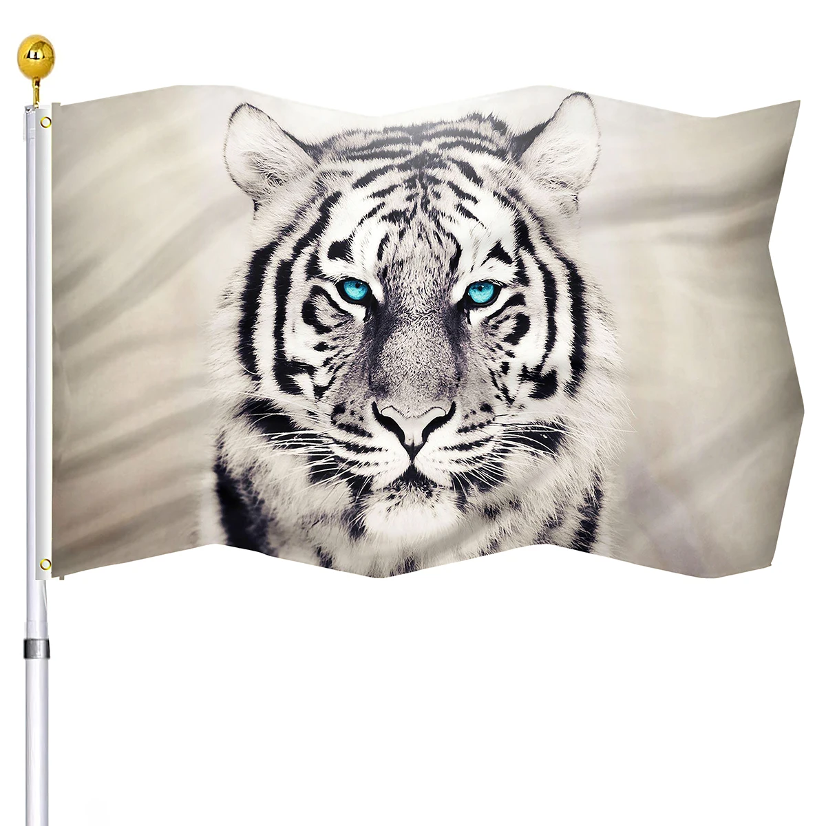 Garden Flags Portrait of White Bengal Tiger Blue Eyes Big Indoor and Outdoor Decor Double Stitched Yard Flag for Women Men Gifts