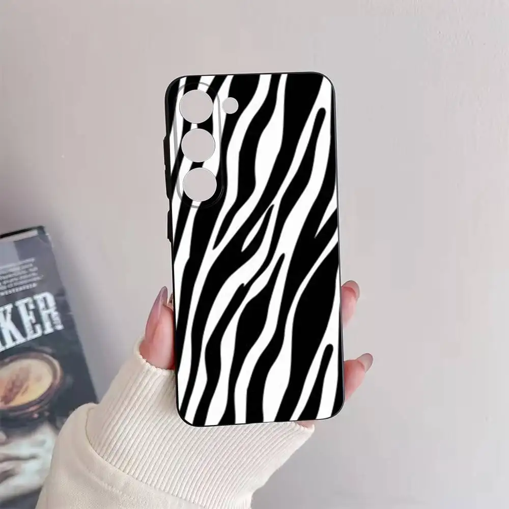 Custodia per telefono Zebra Skin per Samsung Galaxy A73,72,51,53,52,71,22,5G,Nota,J7,8,9 Cover morbida nera