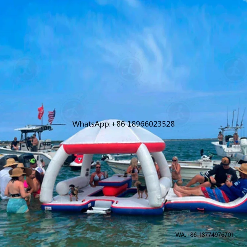 

Drop Stitch Water Play Platform Dock Inflatable Swimming Platform Floating Leisure Tent Lounge