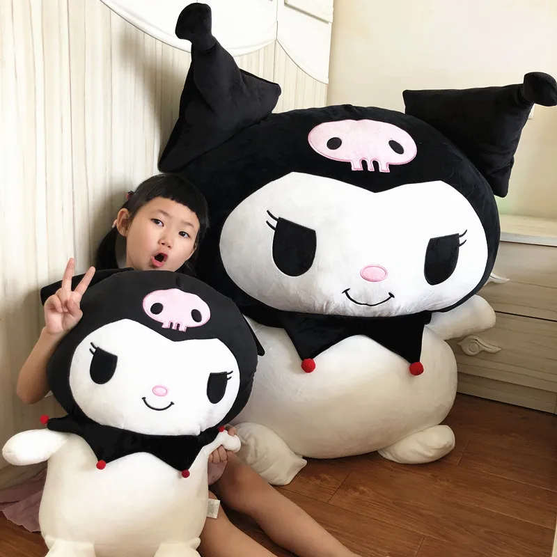 Big Size Sanrio Kuromi Stuffed Doll Melody Cinnamoroll Plush Toy Kawaii Anime Bedside Cushion Room Decoration Xmas Gift For Girl