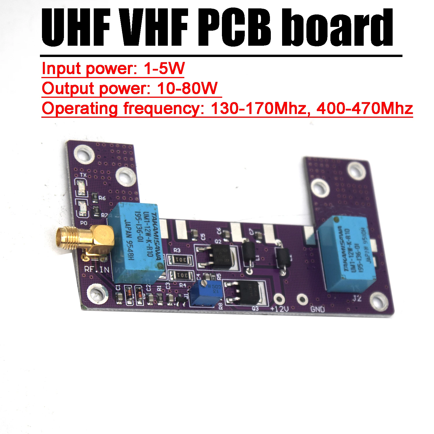 80W UHF VHF RF Amplifier PCB Board Transceiver Conversion 130-170M 400-470Mhz For Walkie-talkie RA30H4047M RA60H4047M Ham Radio