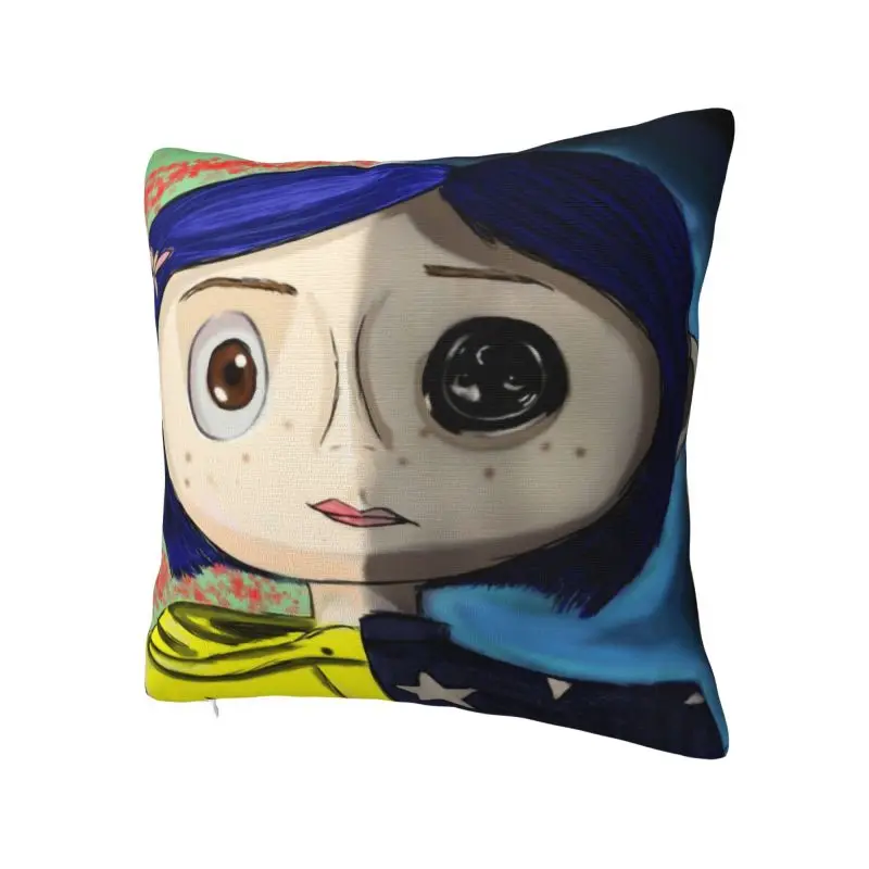 Fashion Halloween Horror Movie Coraline Cushion Covers 45x45cm Velvet Throw Pillow Case Sofa Chair Square Pillowcase Home Decor