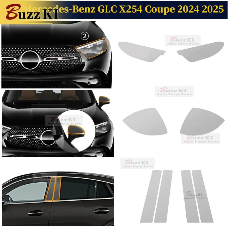 

Для Mercedes-Benz GLC X254 Coupe 2024 2025 фара заднего вида автомобильная пленка TPU защитная пленка для краски предварительно вырезанная PPF защита от царапин