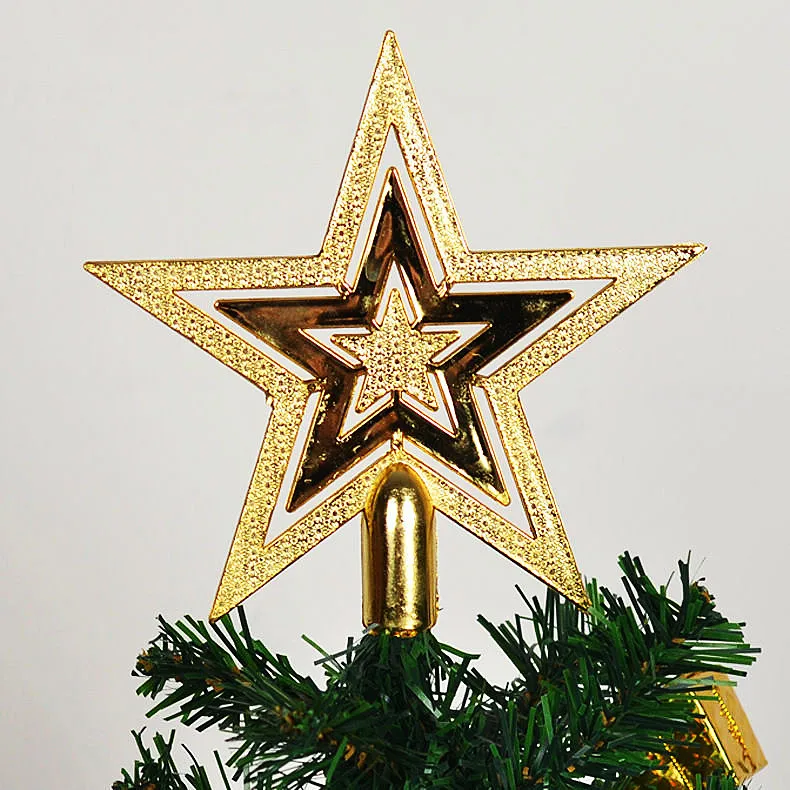 

10/15/18cm Chrismas Star Tree Topper Golden Merry Christmas Tree Decor Home Navidad Ornament Five-pointed Star Decor