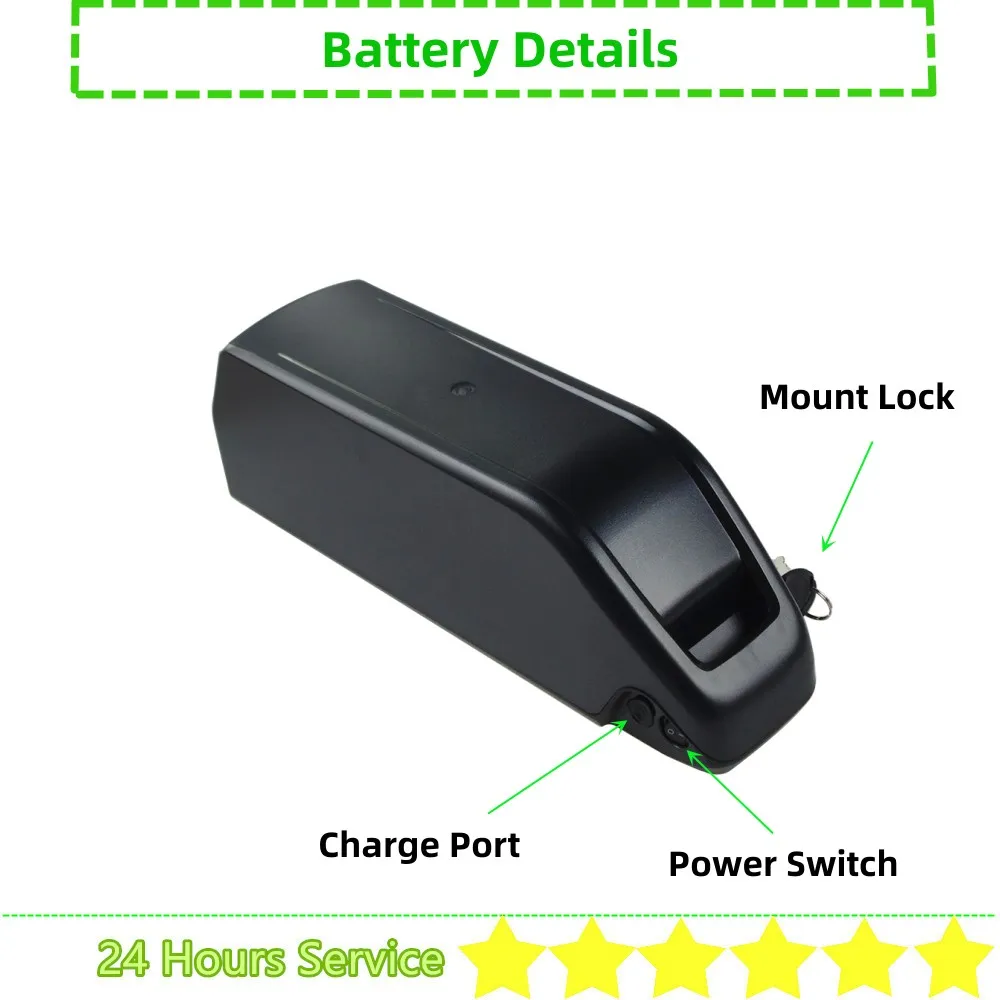 Li-ion Rechargeable Down Tube Dolphin Ebike Battery 36V 48V 52V 15Ah 18Ah 20Ah 25Ah Fat Tire E-bike Battery