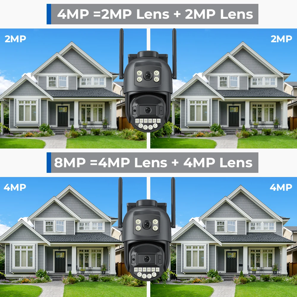 BESDER PTZ 8MP Wifi Camera Dual Screen Auto Tracking Color Night Vision Outdoor CCTV Camera IP 4K Security Protection iCSee App