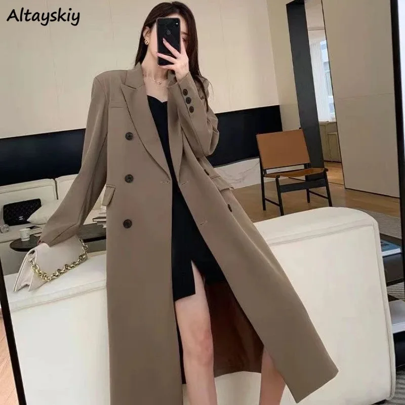 

Windproof Trench for Women Autumn Winter X-long Minimalist Hot Sale Korean Style Solid All-match Graceful Fashion New Notched