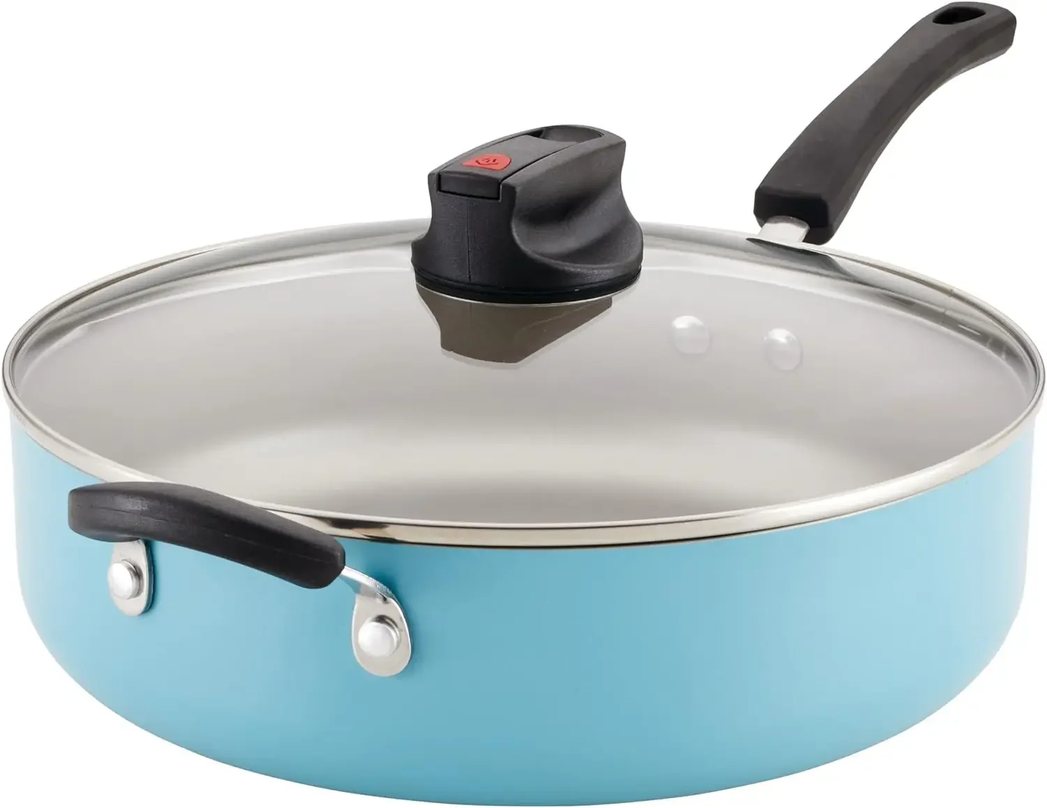 Farberware Smart Control Nonstick Jumbo Cooker/Saute Pan with Lid and Helper Handle, 6 Quart, Aqua