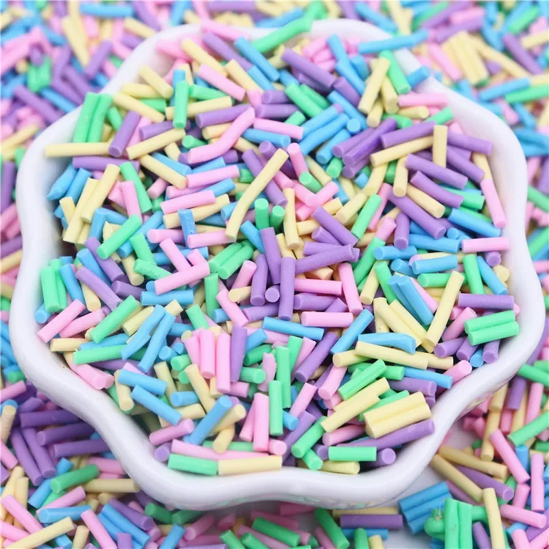 Arcilla polimérica cilíndrica larga de 50g, rociadores coloridos de arcilla polimérica Fimo para bricolaje, accesorios pequeños y bonitos de plástico para decoración de uñas Klei