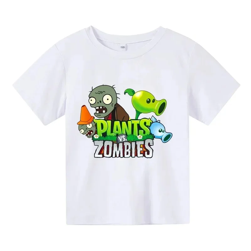 Fun T-shirt Men's and Women's Pvz Plants Vs Zombie Plants Vs Zombie 2 Printed Children's T-shirt Electronic Game Garden War Plan