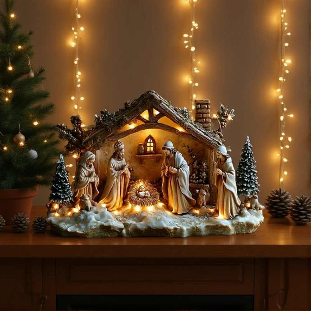 2025, neue Krippe, Jesus, Geburtsszene, Weihnachten, Tischdekoration, Zubehör, 2D, flach, Acryl, für Zuhause, Büro, Dekoration, Party-Ornament