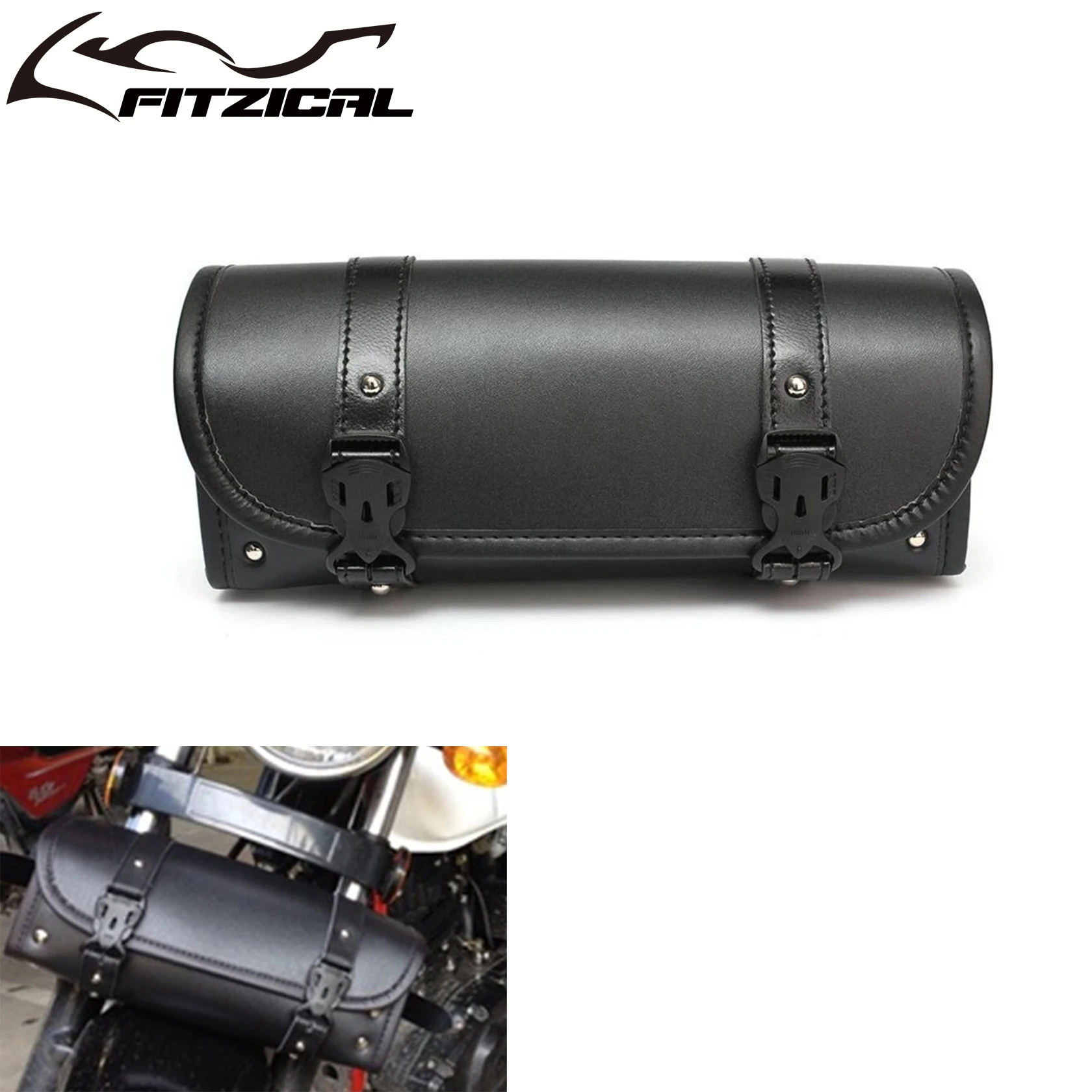 

Universal Motorcycle Saddle Bags PU Leather Side Front Fork Tool Tail Bag Luggage Bags For Harley Sportster Dyna Touring Softail