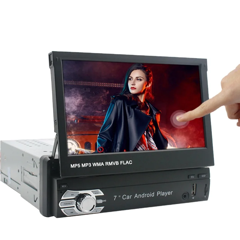 

Android Car stereo Retractable Screen 1 Din Car Dvd Player Mp5 GPS Wifi BT FM RDS AUX Single Din 7 Inch Touch Screen Car Radio