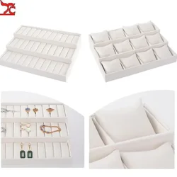 High Grade Pu White Display Plate Watch Bracelet Ring Gray Velvet Tray Black Watch Display Frame Organizer Earring Storage