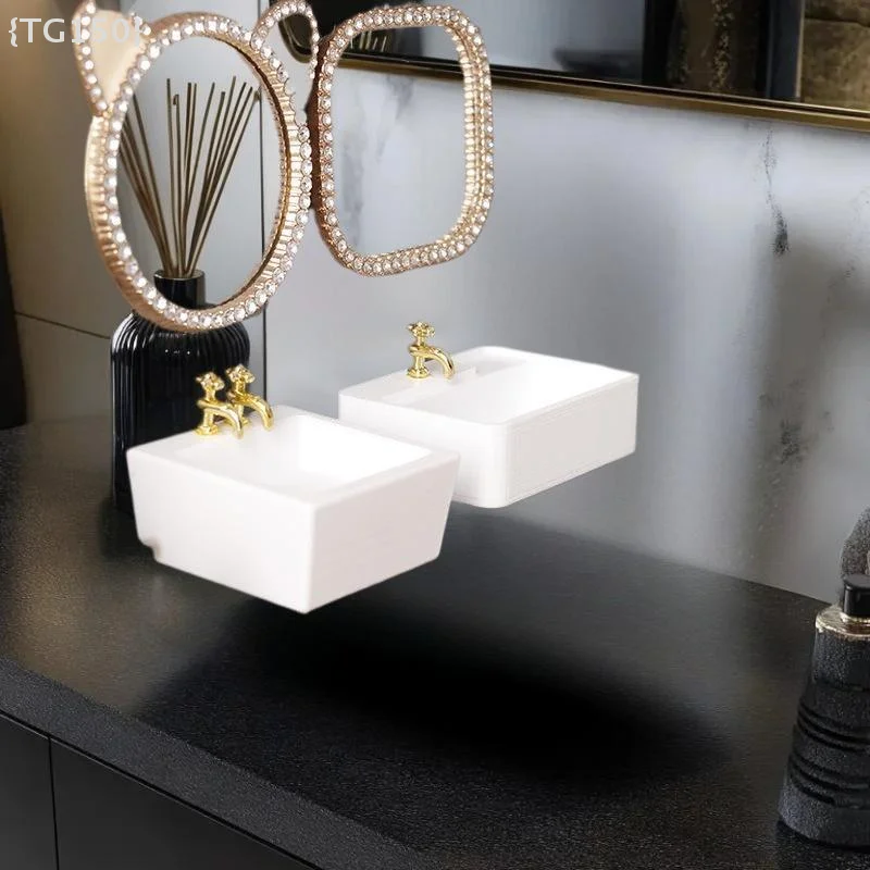【Ja】Mini-évier de salle de bain à l'échelle 1/12, modèle de meuble de lavabo simulé pour la décoration de maison de poupée DIY, accessoires pour maison de poupée