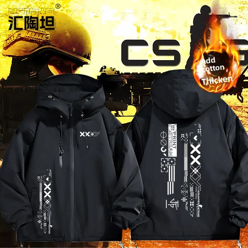 

Толстовка с капюшоном из хлопка и полиэстера с коллаборационным принтом по игре CSGO, теплая зимняя, модная уличная одежда