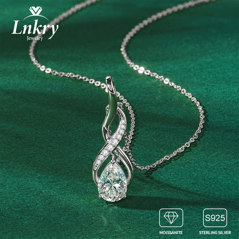 

Lnkry Pear Cut Moissanite Pendant Necklace For Women Genuine 925 Silver Moissanite Infinity Necklaces Unique Design Fine Jewelry