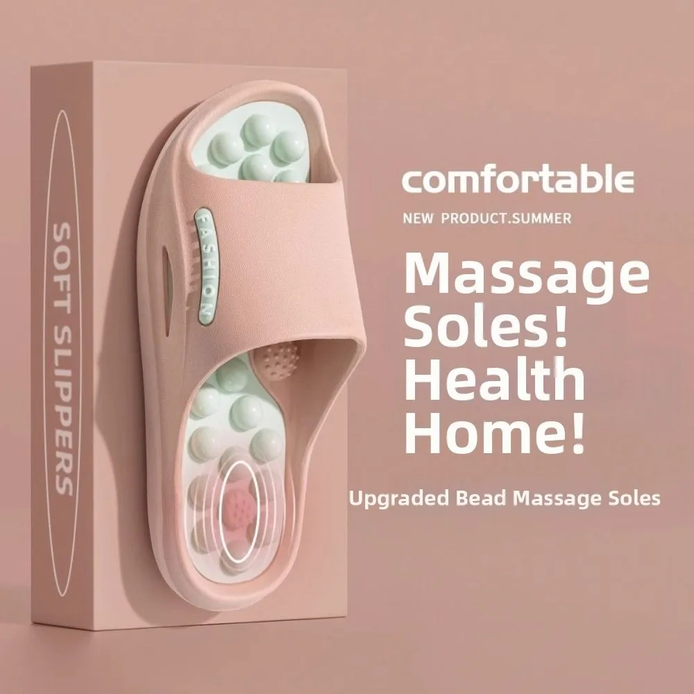 Modische Rutschfeste EVA-Dicksohlen-Hausschuhe Komfortable Sommer-Massage-Pantoffeln Fußakupressur-Hausschuhe für Drinnen und Draußen