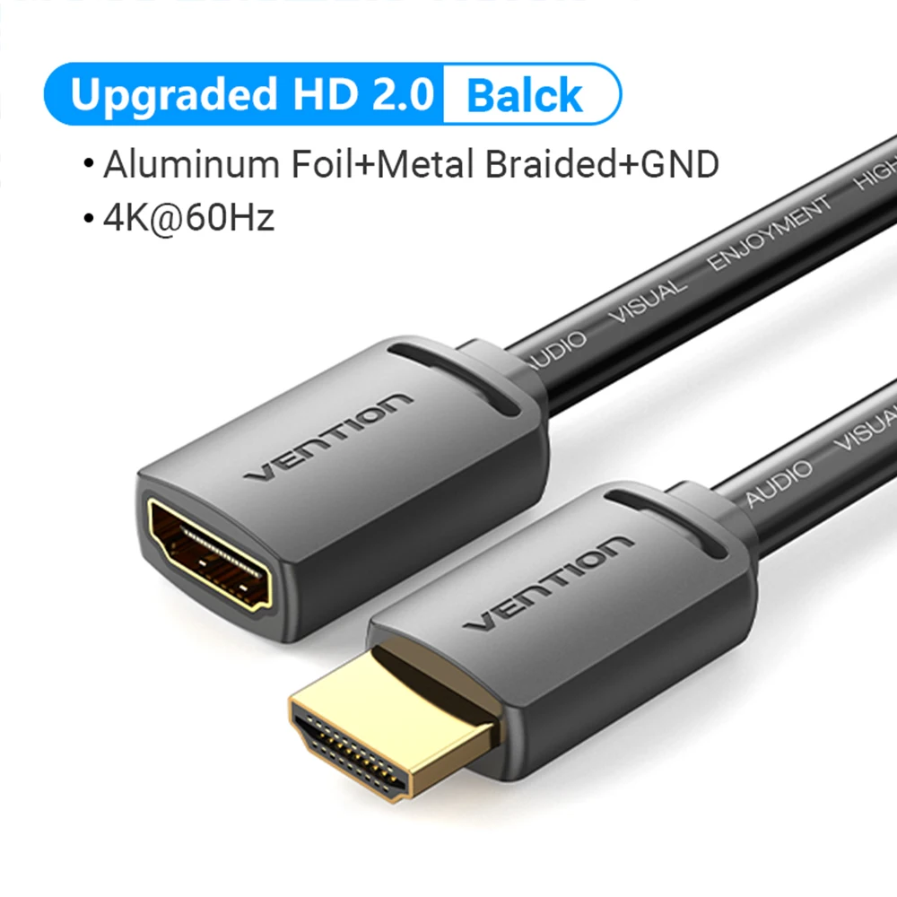 Vention HDMI 2.0-verlengkabel, 8K/60Hz, 4K/120Hz, ultrahoog snelheid, 48 Gbps, met eARC- en HDCP-ondersteuning, geschikt voor PS5 en GoPro Hero 8 – verlengkabels.