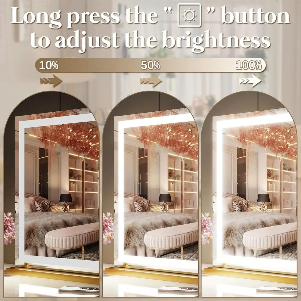 مرآة زينة مضاءة LED 32 × 22، تحكم باللمس، خيارات 3 ألوان، تكبير 10X، منفذ USB، إطار ذهبي مربع #3