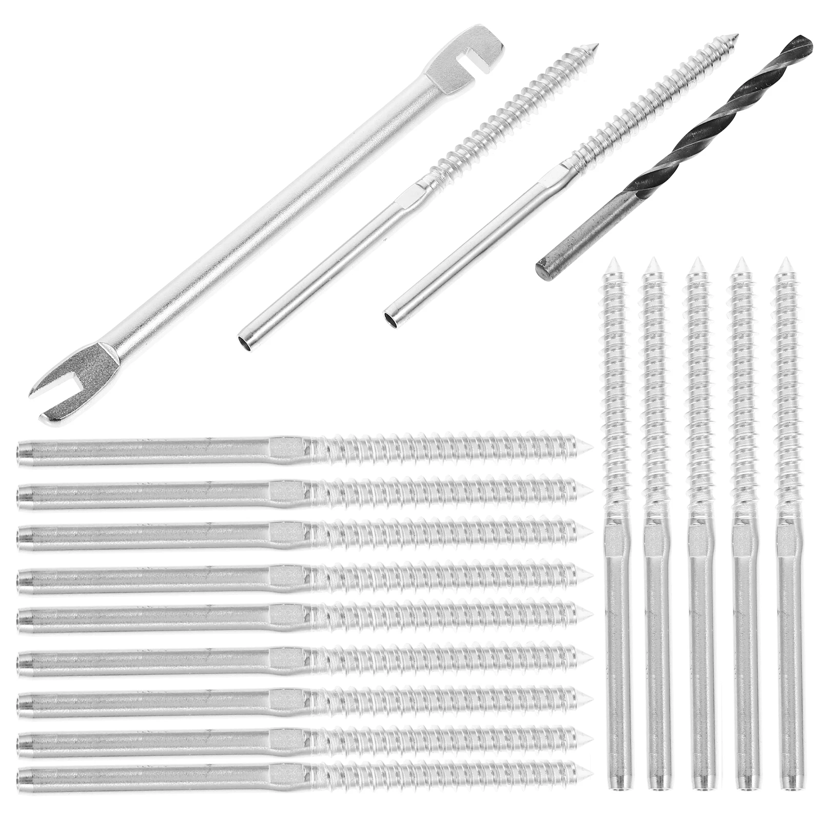 

1 set Wire Rope Rigging Set 1/8 Inch Cable Railing Kit Stair Deck System Hardware Lag Screws Stainless Steel