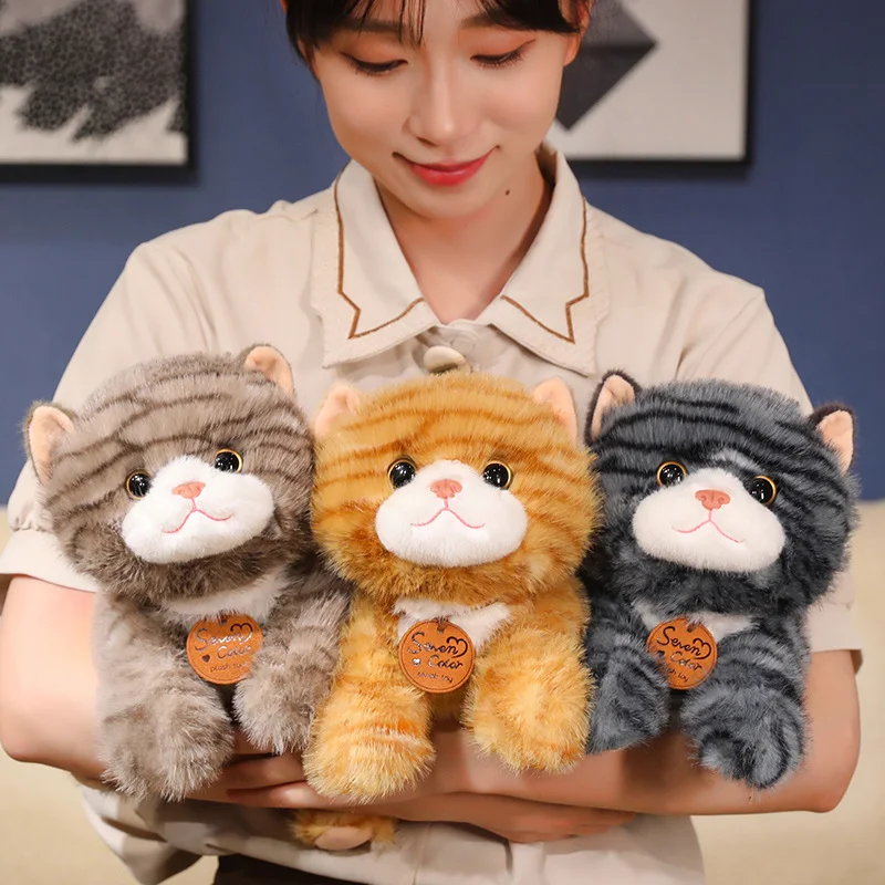 25/35cm Simulation Patterned Cat Plush Toy Realistic Lazy Kitty Stuffed Animals Pet Plushies Doll Soft Kids Toys for Girls Gifts