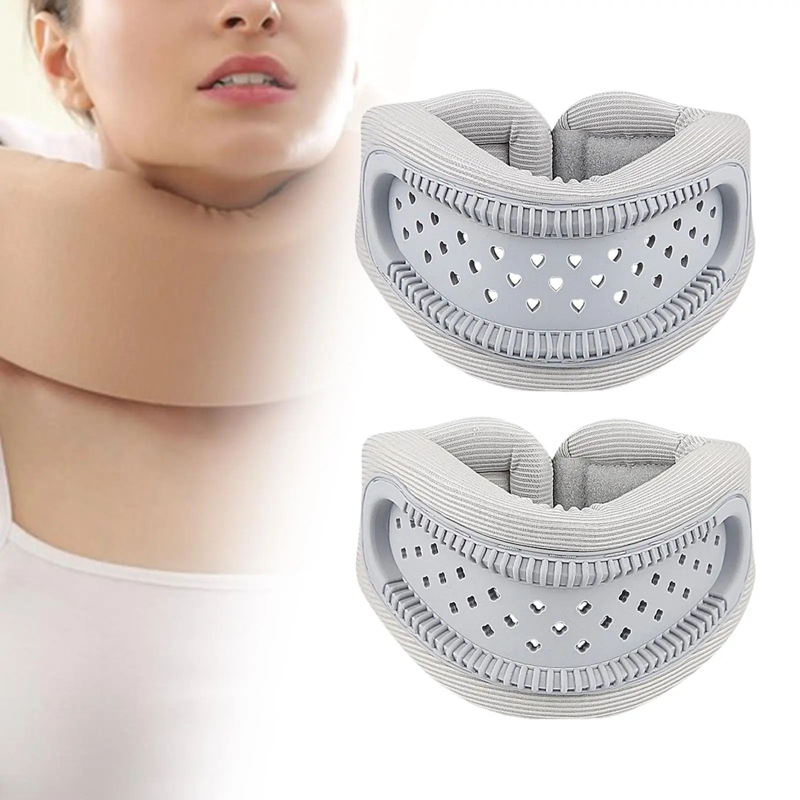 Portable Neck Brace Hollow Design Ergonomic Pillow Memory Foam Breathable Collar for Office Car Airplane Travel