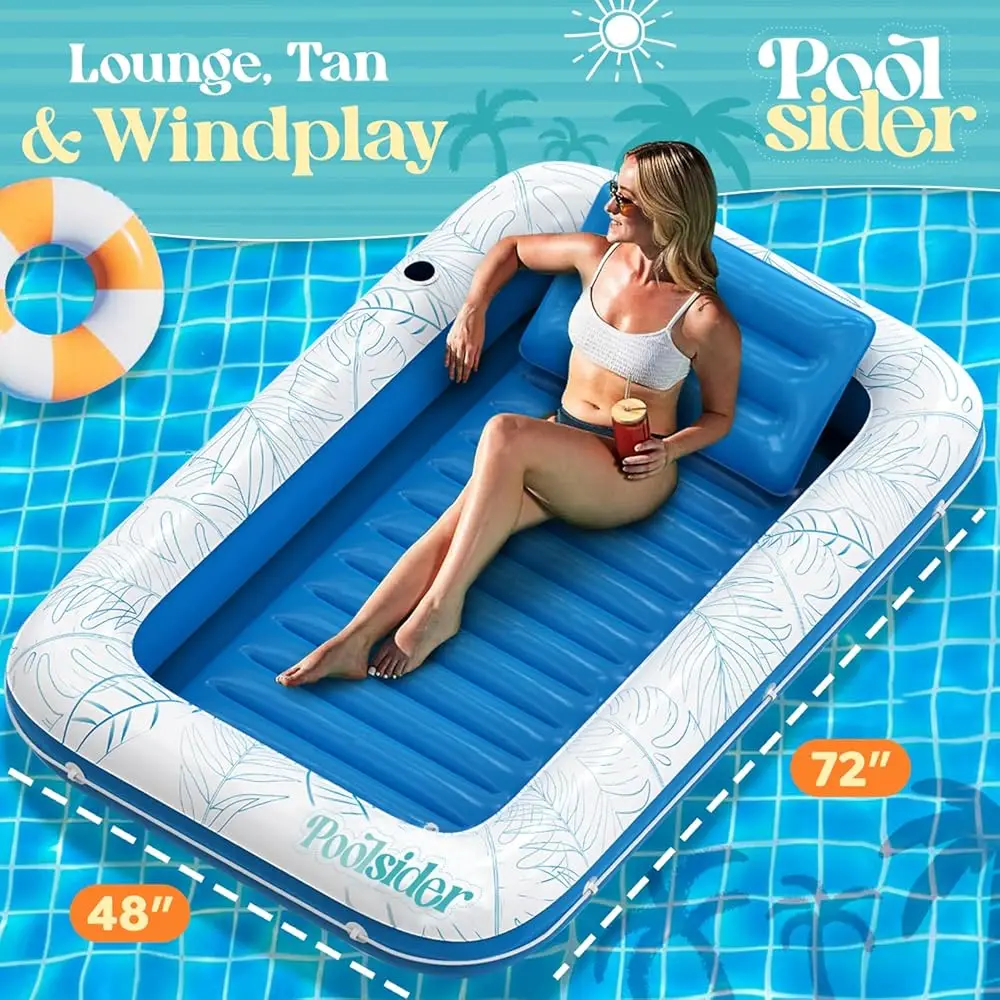 Premium Inflatable Tanning Pool Lounger | Inflatable Tanning Bed For Adults | Multipurpose Pool Floats Adults | Inflatable Pool