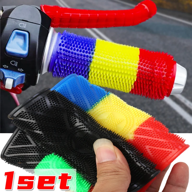 Motorcycle Handlebar Cover Universal Motorcycles Electric Vehicles Round Handlebar Grip Anti Slip Sleeve Summer Rubber Grips