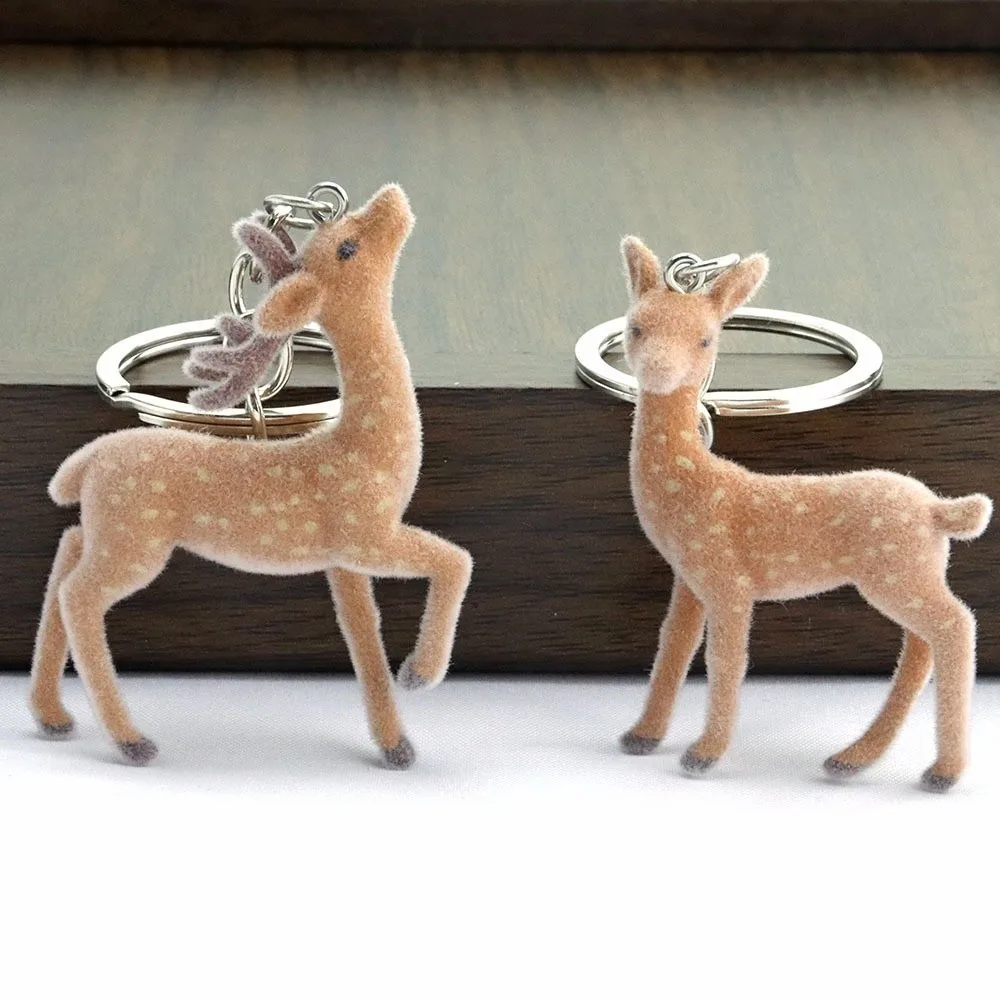3D Design Christmas Elk Fluffy Texture Sika Deer Style Deer Keychain Kawaii Style Pendant Style Phone Charms Christmas Gift