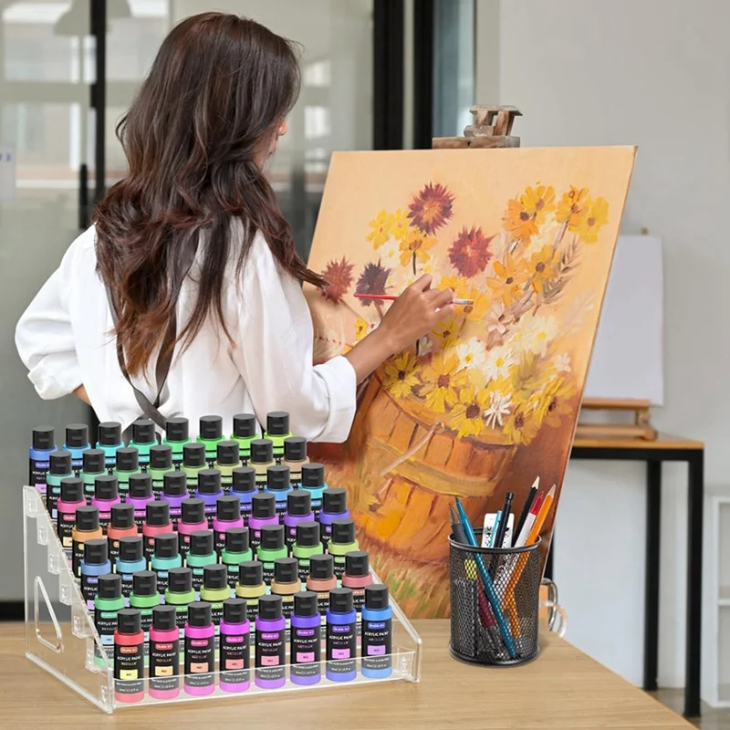 1 PCS Paint Storage Box, Craft Paint Storage Rack Transparent Plastic Miniature Paint Rack 7-Layer Paint Storage Rack