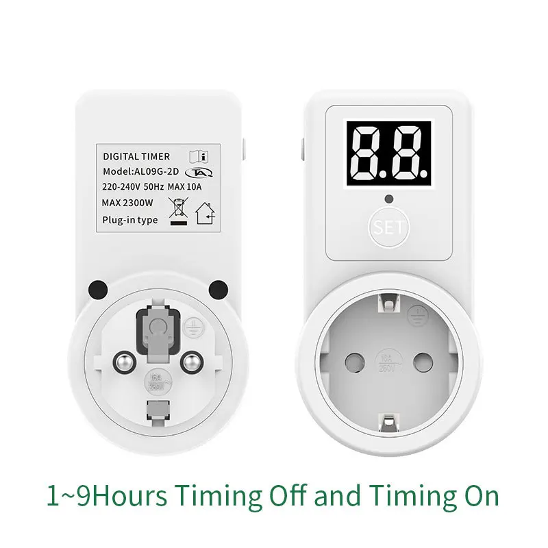 Countdown Socket Timer Switch Phone Tablet Computer Charging Time Controller Smart Socket 2 Digits Display Timer Socket EU Plug