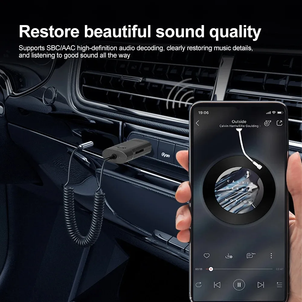 Car Bluetooth 5.0 Receiver Transmitter Wireless USB Dongle to 3.5mm Jack AUX Audio Music Adapter Mic Handsfree Call&TF Card Slot