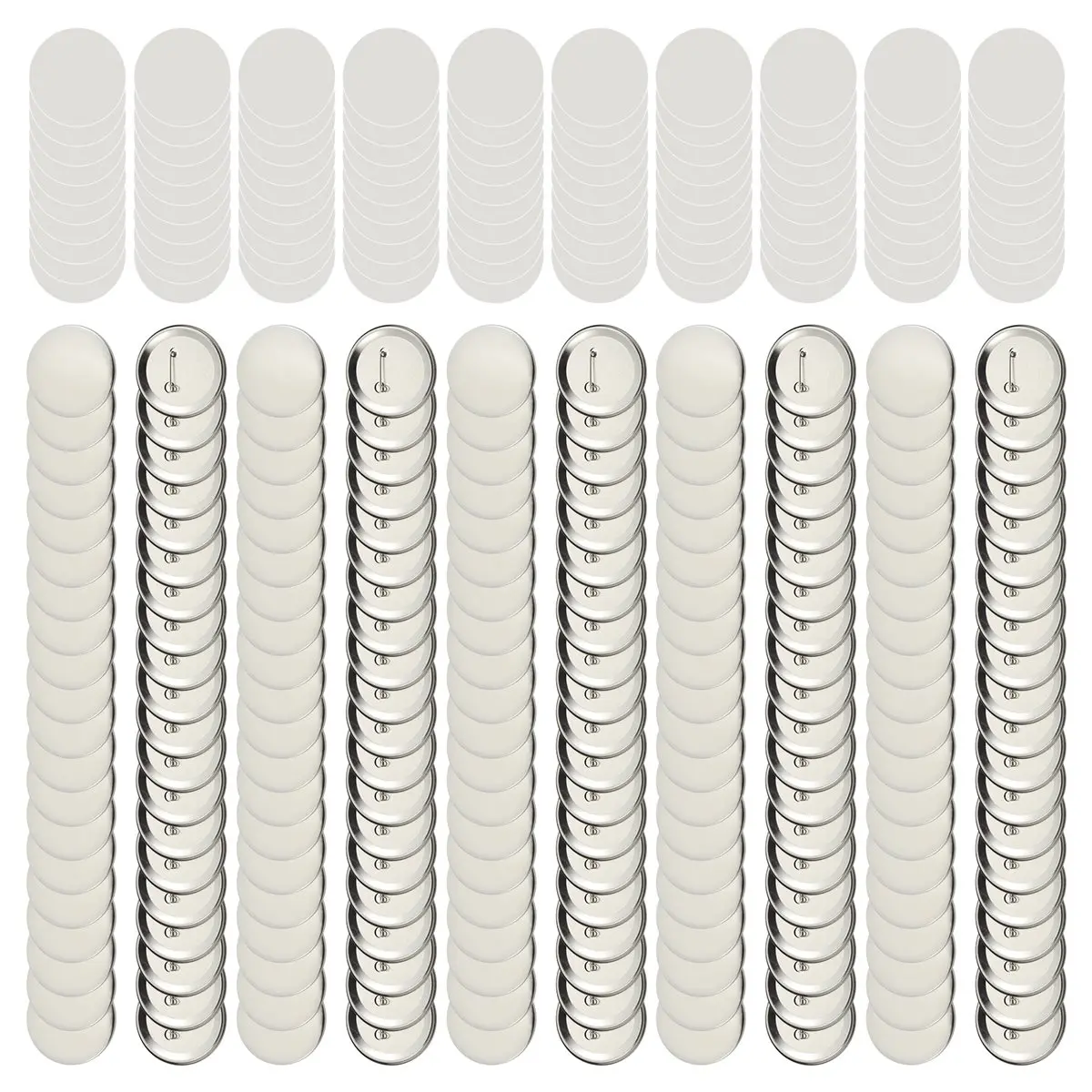 [Y39A]100 Sets Round Button Parts Blank Making Supplies 58mm Metal Button Badge Making Kits, Blank Pin Back Button Parts
