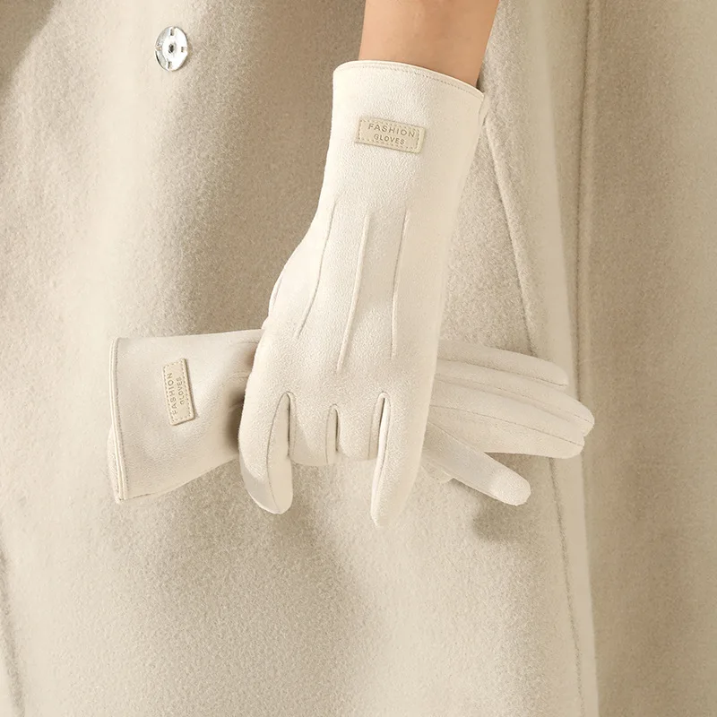 أزياء بسيطة نمط ثلاثة المشارب الجلد المدبوغ الدفء قفازات النساء الشتاء سميكة الدراجات القيادة Coldproof شاشة تعمل باللمس القفازات