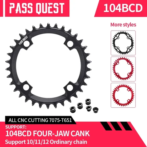 PASS QUEST 104 bcd plato ancho estrecho redondo 30/32/34/36/38T para M780 M610 670 para Sram X0 X7 X5 X9 rueda dentada de bicicleta 12 velocidades