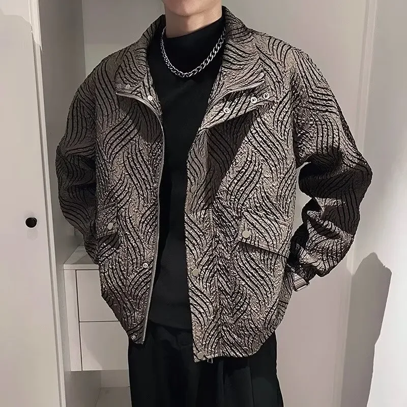 

Модная мужская куртка на молнии с абстрактным рисунком, повседневная свободная одежда на весну и осень
