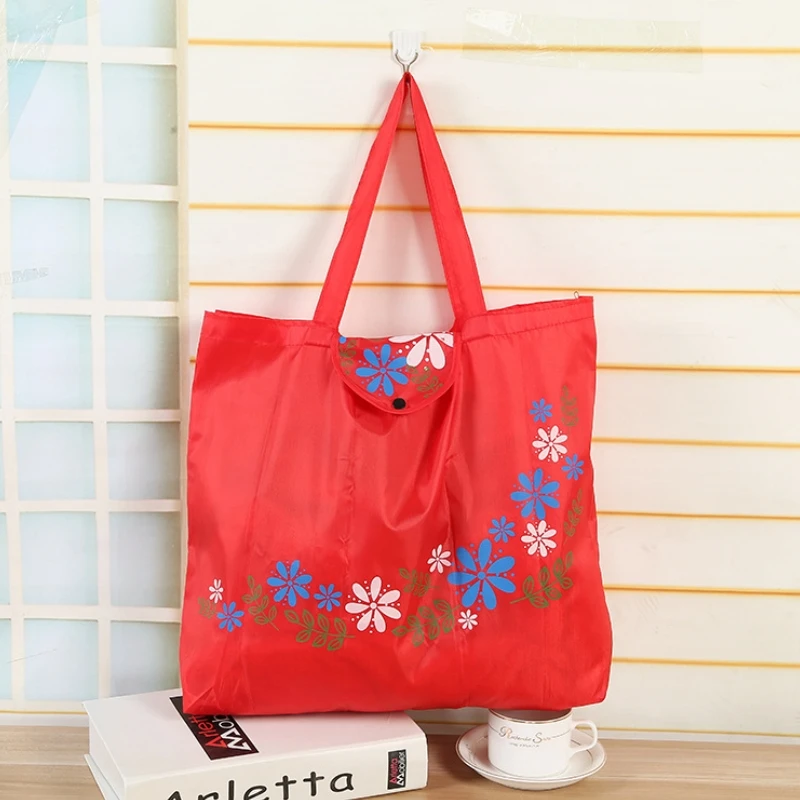 Folding Tote Shopping Bag Women Men Casual Eco Reusable Shopping Flower Button Pouch Case Travel Solid Handbag shopper bags