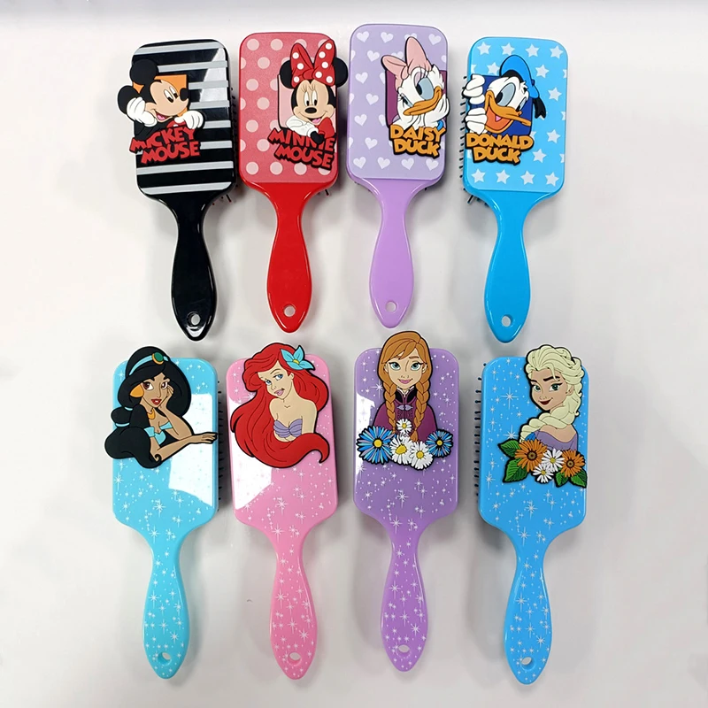 Disney Frozen Mickey Combs Anime Figure 3D Air Cushion Massage Comb Hair Brush Haircare Hairdressing Tool Children Girls Gifts