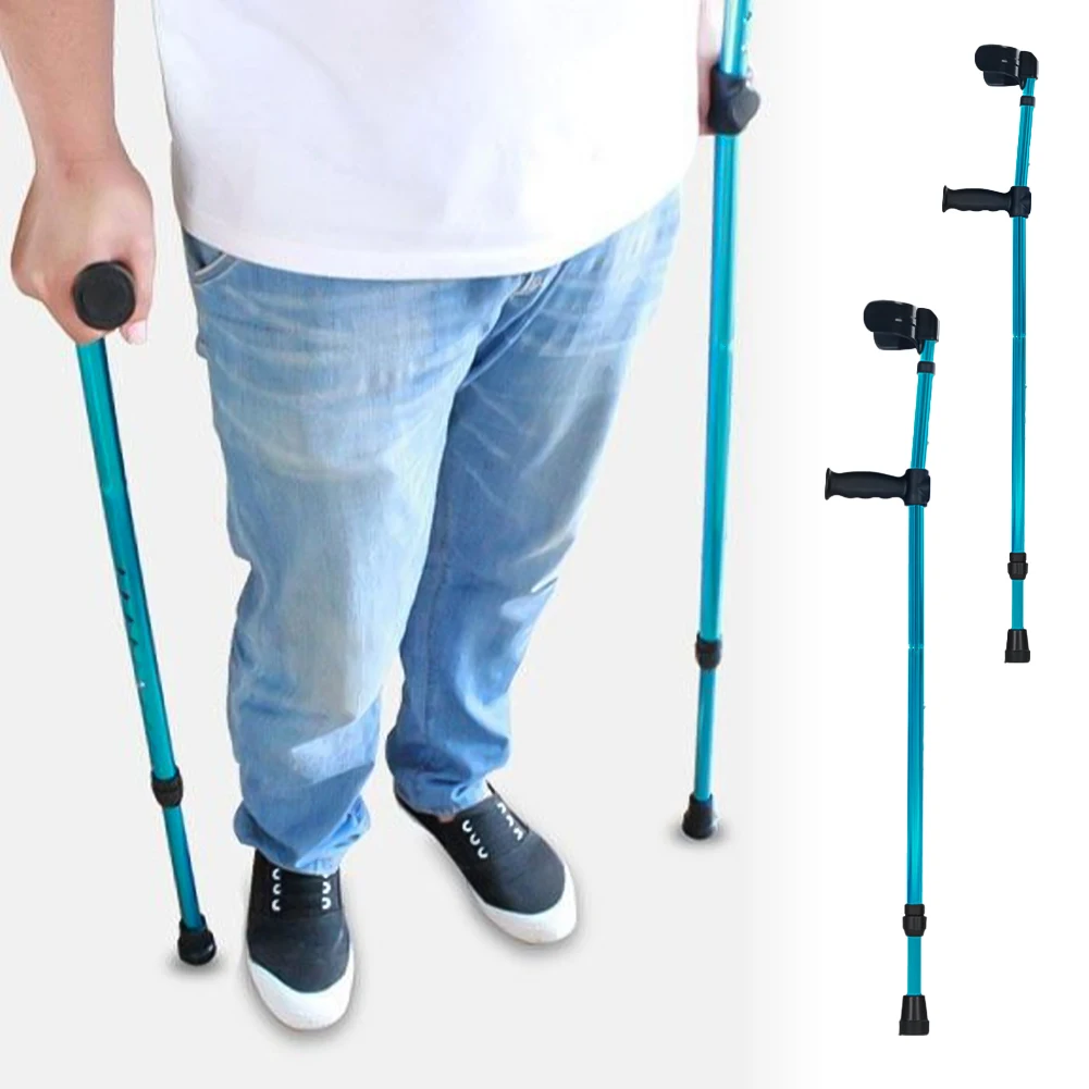 Adjustable Telescopic Underarm Cane Crutch Crutches Aluminum Alloy for Disabled Seniors Elderly Portable Folding Walking Stick