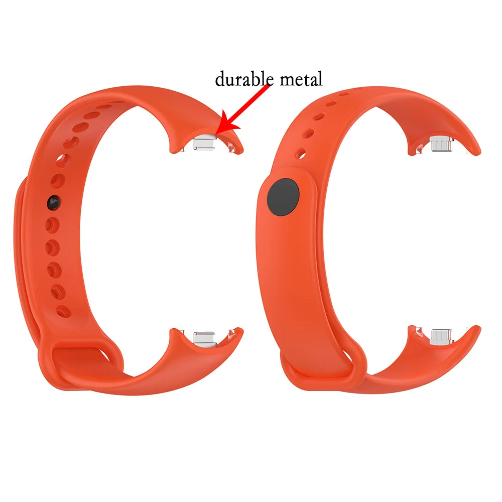 Metal Connector Strap For Xiaomi Band 8 High Quality Silicone Watchband Sport Bracelet Replacement Wristband Accessories