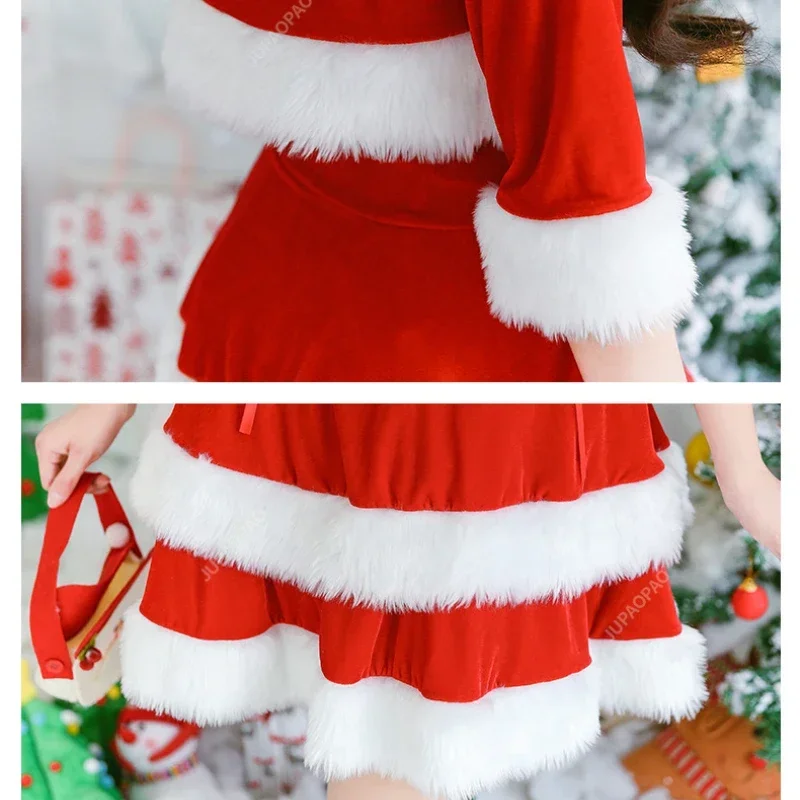 Women New Year Christmas Dress Cute Sexy Suit Cosplay Santa Claus Xsmas Shawl Costumes Fashion Holiday Party Dress Up Outfit