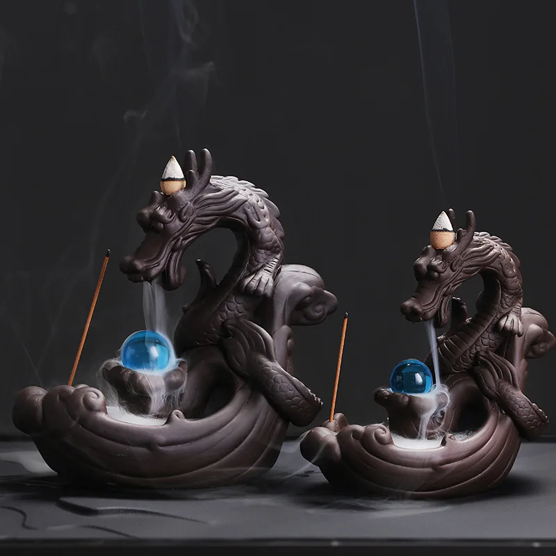 

1pc Ceramic Waterfall Vintage Dragon Backflow Incense Burner Home DecorCreative Home Aromatherapy Gift (Without Incense)