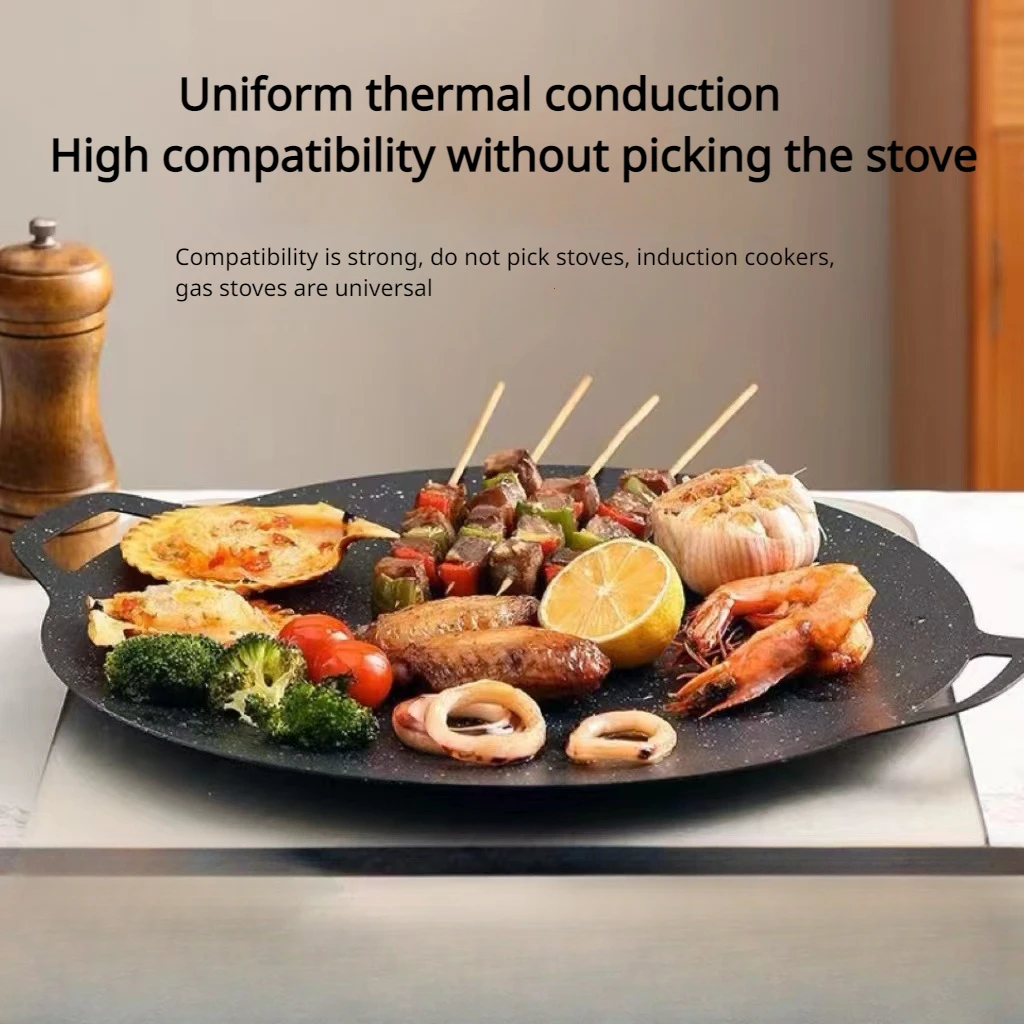 Korean-style Stone Baking Tray Non-stick Pot Teppanyaki Cassette Stove Household Barbecue Tray Camping Outdoor BBQ Barbecue Tray