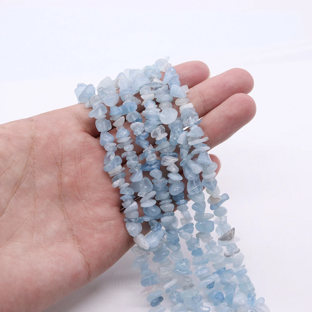 

6-10mm Natural Irregular Free-form Blue Aquamarine Gemstone Spaced Beads for Jewelry Making Bracelet Wearing Gift Accessories