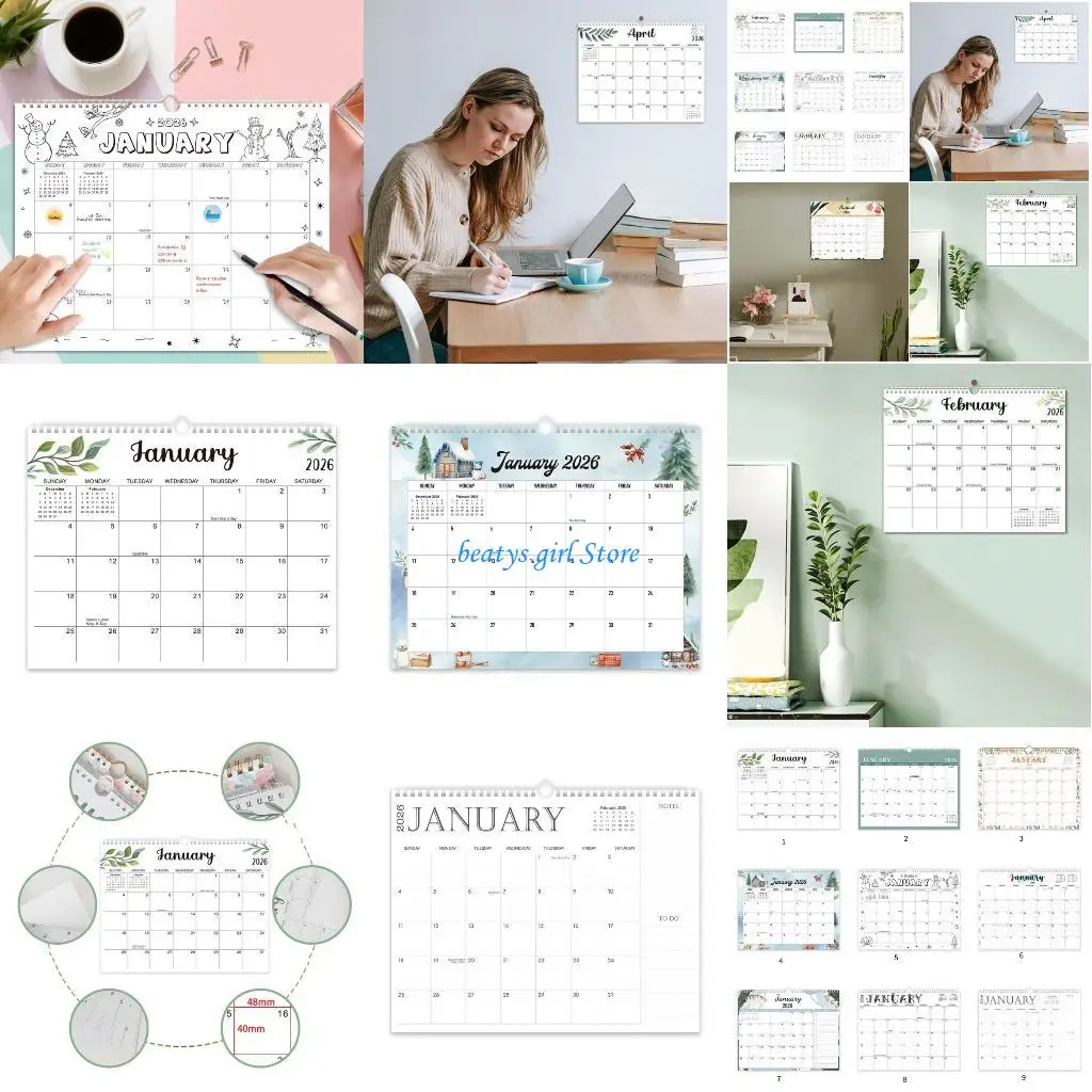 C7AB 2026-2027 Wall Calendar from Jan 2026 to Jun 2027 For Daily Weekly Scheduling