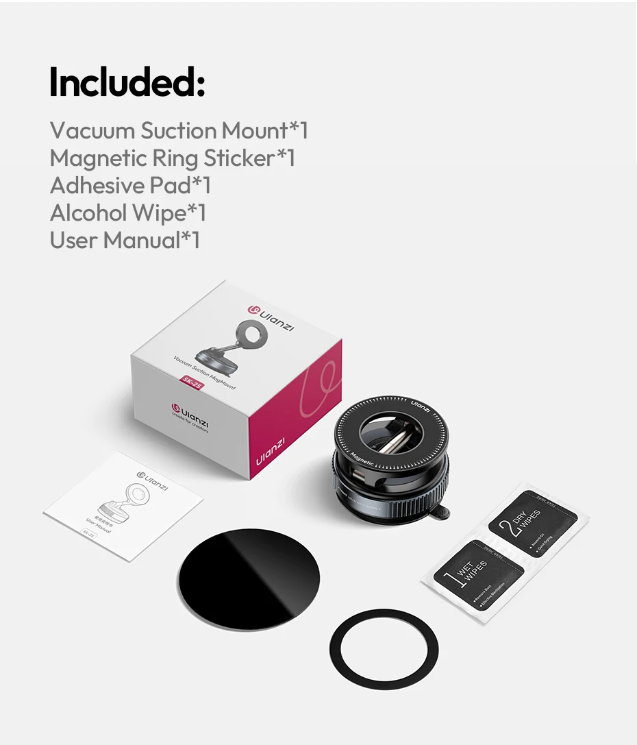 Ulanzi SK-25 Handyhalter Vakuumsauger MagMount 360° ° Flexible Anpassung für Smartphone, Autofenster, Armaturenbrett, Livestream Vlog – Detail 10