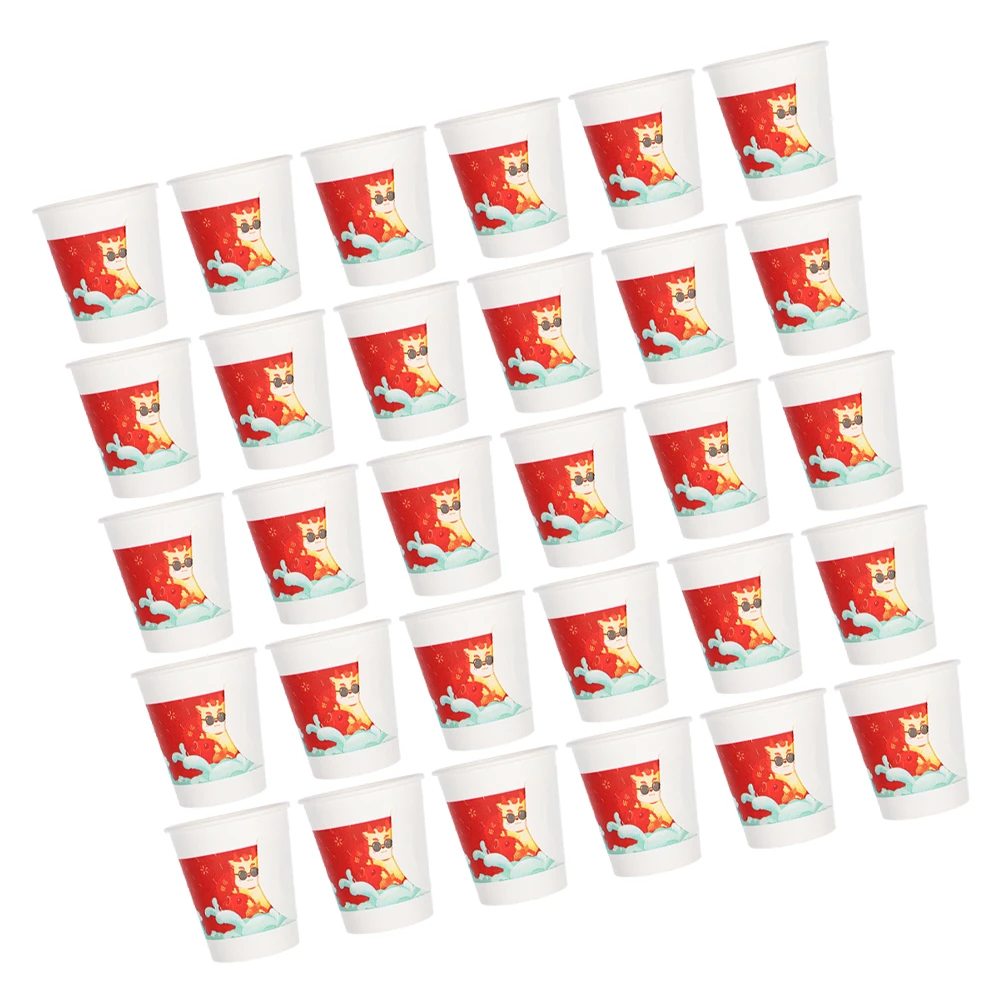 

100Pcs Chinese Wedding Paper Cups with Handles Thickened Heat Resistant Disposable Red Beverage Cups for Banquets Parties Home